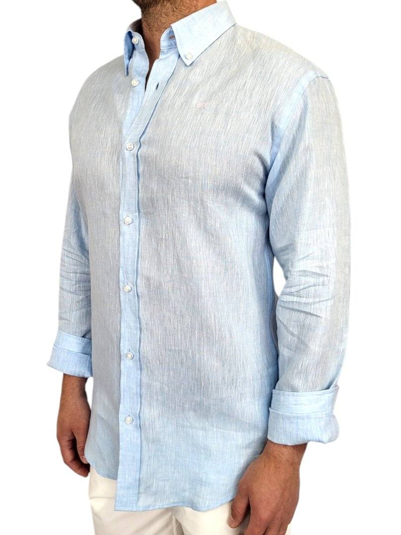 CAMASA FIRST LEVEL PORTOFINO PURE LINEN BLEU CIEL IN 100%