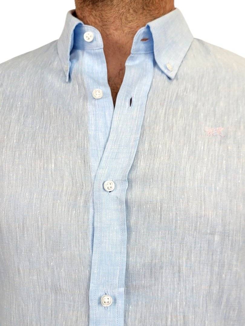 CAMASA FIRST LEVEL PORTOFINO PURE LINEN BLEU CIEL IN 100%