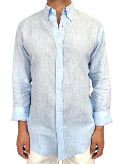 CAMASA FIRST LEVEL PORTOFINO PURE LINEN BLEU CIEL IN 100%